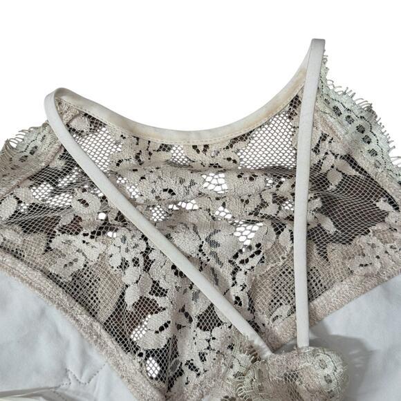 Saylor Size Small Lace Halter Mini Dress Beige Bridal Shower Feminine High Neck - Picture 11 of 13